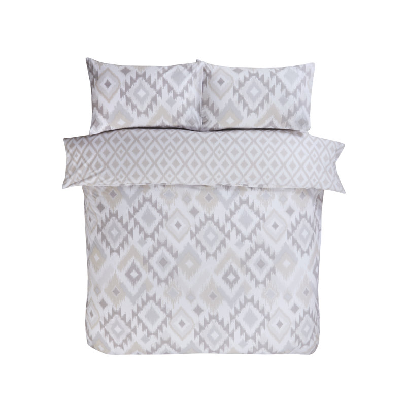 Ciceklic Cotton Blend Ikat Duvet Cover with Pillowcases Included, King Duvet Cover + 2 Standard Pillowcases