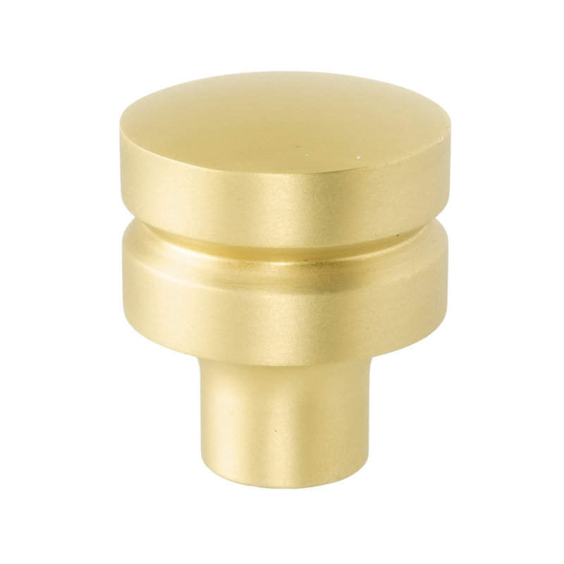 Round medium brass knob, in Satin Brass