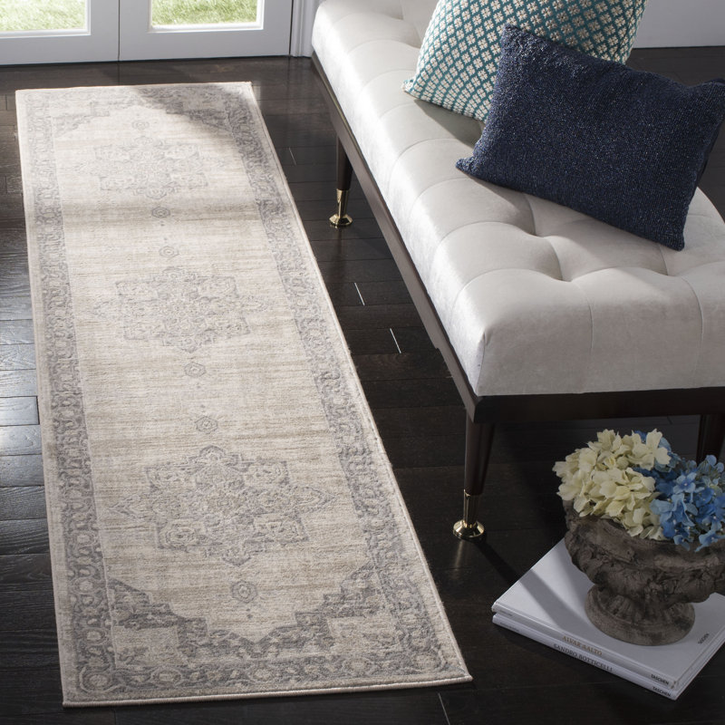 Hogan Oriental Area Rug, Cream/Grey, Runner 61 x 183 cm