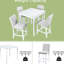 Élégante table de salle à manger à 5 comptoirs en blanc. Table carrée avec décoration en cristal. Bois massif et construction blanche 5 pièces Nuance. Garniture.
