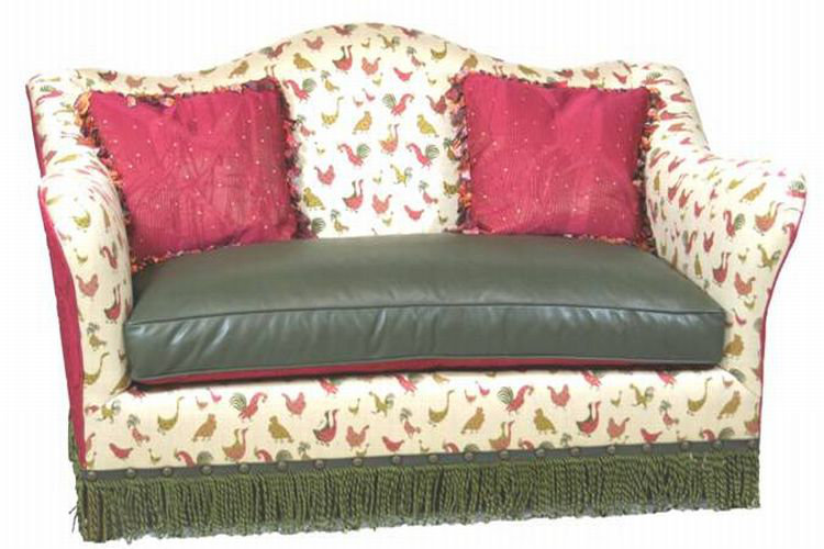Leather Settee, Croc Gator Brown, Brushy Bayou