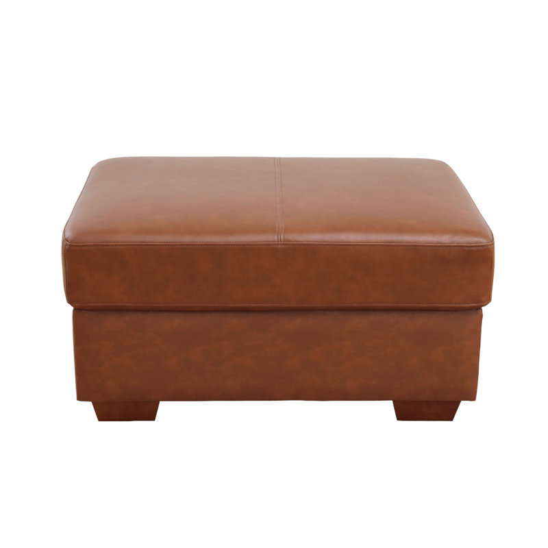 Kamiyla 36.5" Wide Genuine Leather Ottoman, Brown Genuine Leather