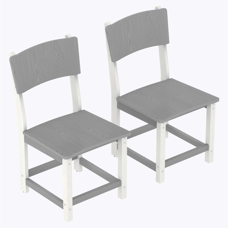Chaise de patio Chaise de salle à manger d'extérieur en PEHD imperméable toutes saisons (ensemble de 2), Gris+blanc