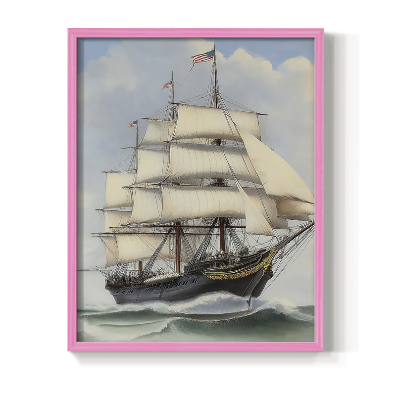 NAUTICAL Series LXVI, reproduction encadrée - bois massif, H 15 po x l 12 po, Rose