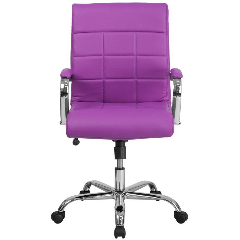 Jayen Mid-Back Swivel Vinyl Upholstered Desk Chair with Armrests, Purple