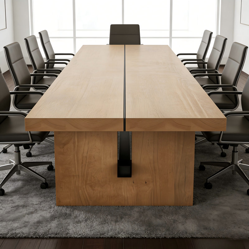 Grande table de conférence en bois massif pour 8 personnes, 29.53" H x 94.5" L x 39.37" W