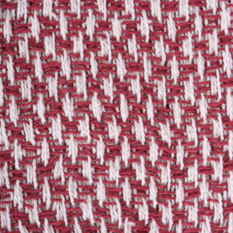 Barn Red Cotton Woven Throw with Sherpa Fringe