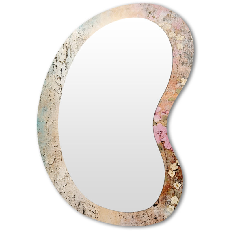 Grand miroir mural rustique à fleurs et fleurs sauvages I - Rose, 31 po x 22 po