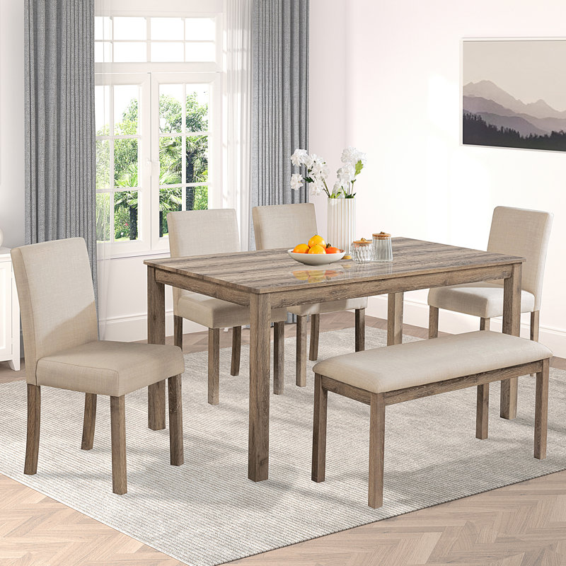 Ensemble de salle à manger Briaca, Blanc / gris clair, Ensemble de cinq pièces : table, quatre chaises