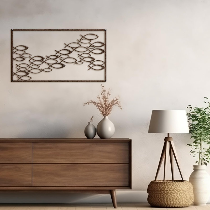 Décoration murale en métal, H 12 po x l 24 po x P 0,05 po, Bronze