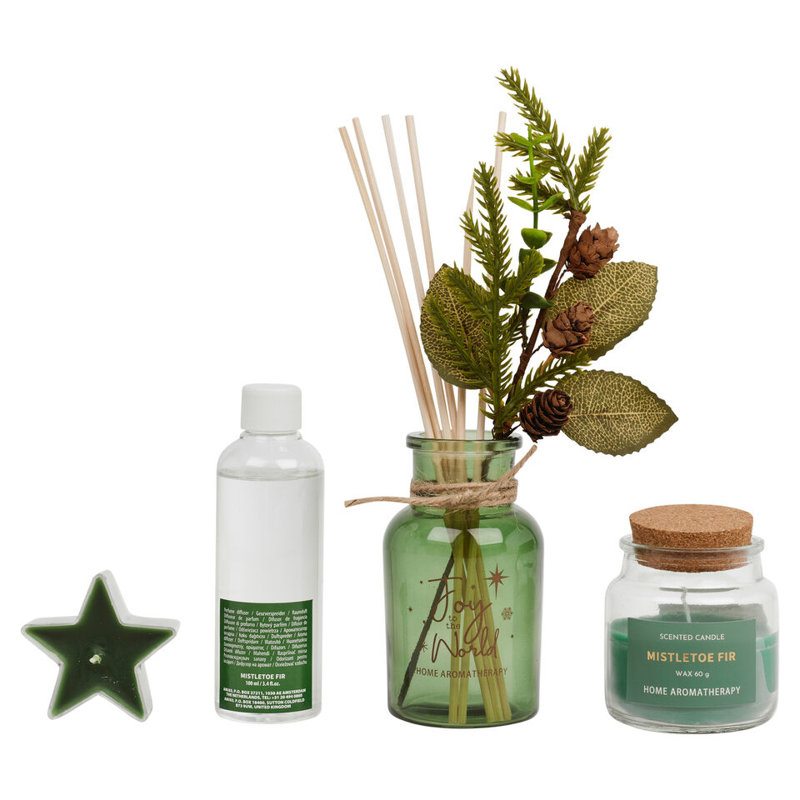 Andan Reed Diffusers And Sticks, Mistletoe Fir, Green