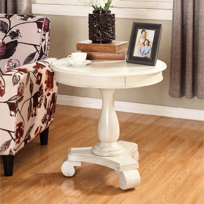 Table de bout blanche 26 po X - Design élégant et élégant du piédestal en bois