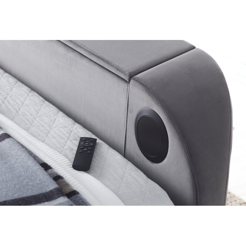 Ameriga Upholstered Ottoman Storage Bed, Grey, Super King (6')