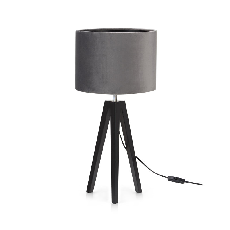 Ambon Solid Wood Tripod Lamp, Grey