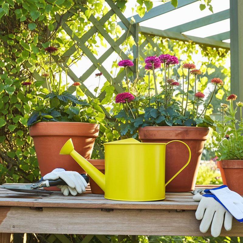 Sagebrook Home 7X15" Watering Can, Green, Yellow
