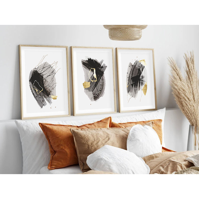 Élégantes peintures décoratives en panneau de fibres à densité moyenne (3 pièces), 8 x 12 pouces chacune | 100% panneau de fibres à densité moyenne avec une épaisseur de 0,1 pouce et 100% des cadres en bois massif avec une épaisseur de 1 pouce | Parfait pour le salon, la chambre à coucher et le bureau