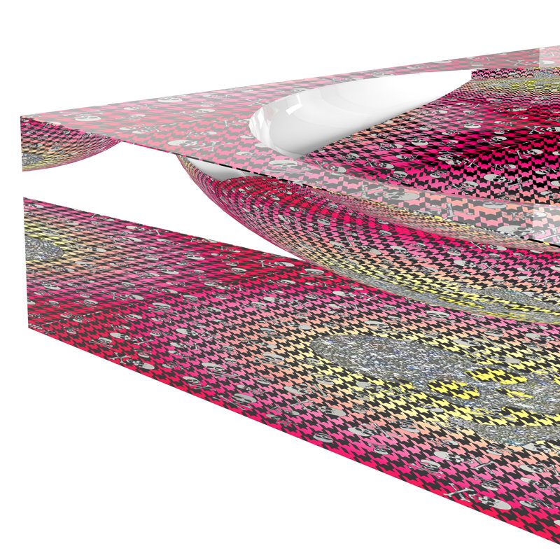 CrossBones Houndstooth Acrylic Candy Catchall Dish, Pink Yellow