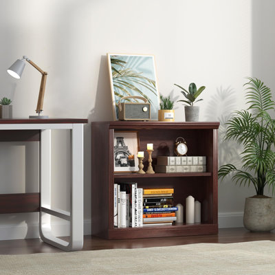 Bibliothèque à 3 tablettes, bibliothèques en bois pour le salon, la bibliothèque, le bureau | Petite bibliothèque Jiseek, l 29,5 po x P 12,8 po x H 41,2 po, cerise