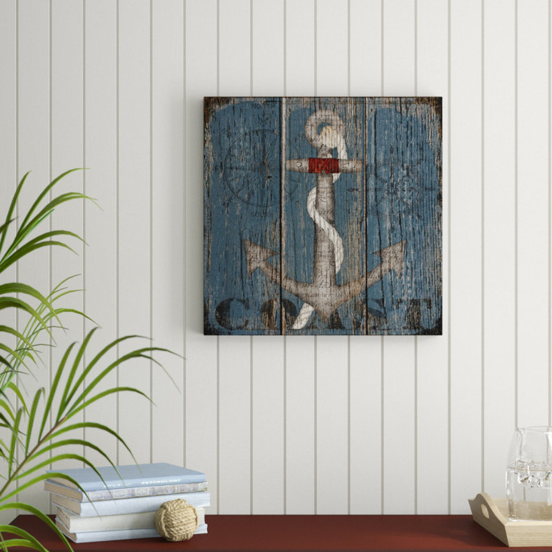 «Coastal Anchor» par Beth Albert - Impression sur toile, H 16 po x l 16 po x P 1,5 po