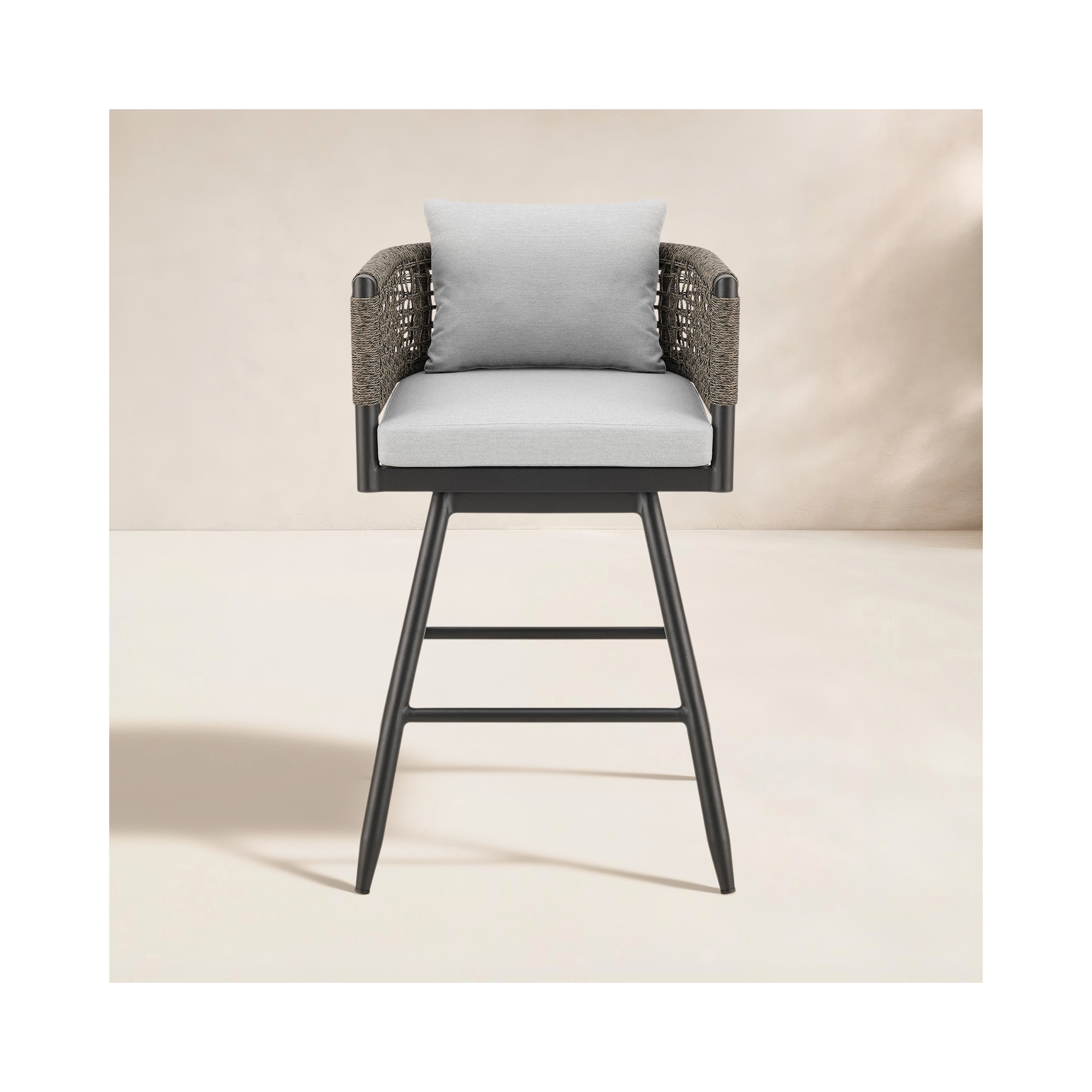 Haimes Metal Outdoor Bar Stool with Cushion, 26"