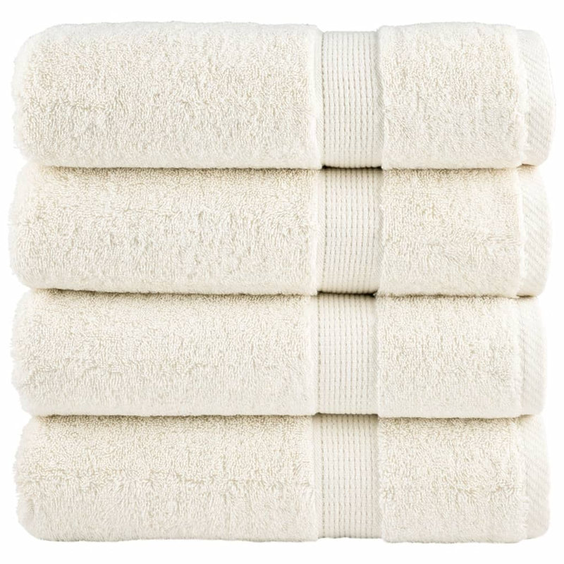 Premium Shower Towels SOLUND 4Pcs 600Gsm, Hand Towels - 4 Pack, Cream