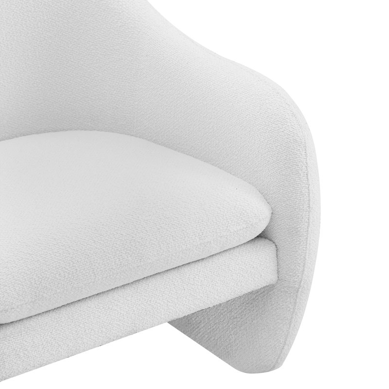 Fauteuil d'appoint rembourré tonneau Bleddyn, Mélange de polyester blanc