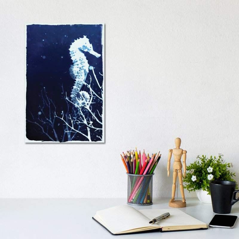 Indigo Seahorse by 33 Broken Bones - Wrapped Canvas Gallery-Wrapped Canvas Giclée, 20.32 cm H x 30.48 cm W