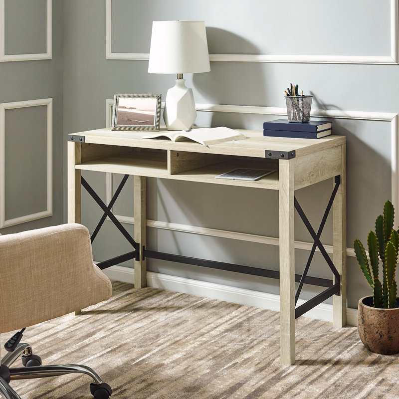 Arsenault Metal-X Desk with Open Cubbies, White Oak