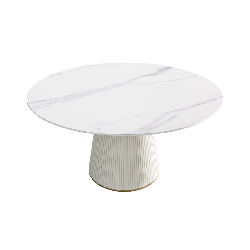 Iconie Round Stone Top Dining Table, Black, 29.53" H x 53.15" W x 53.15" D