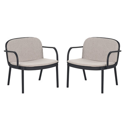Outdoor PP Club Chair Frame With Cushion, Set Of 2