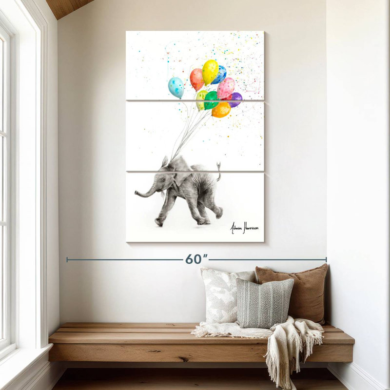 Brampt l'éléphant et les ballons, H 50 po x l 32 po