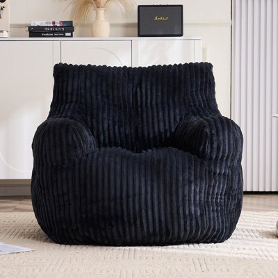 Aeri Compression Medium Adult Soft Teddy Fabric Bean Bag Chair With Foam Filled
