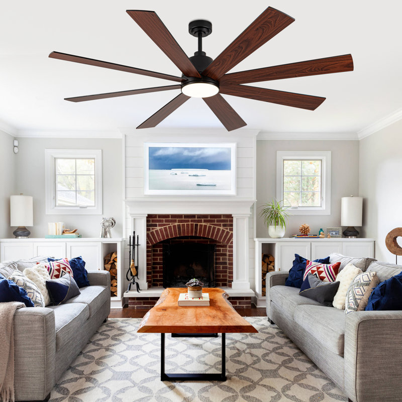 72'' Outdoor/Indoor Large Modern Ceiling Fan With Lights And Remote, Black Reversible DC Motor Dimmable Ceiling Fan For Living Room