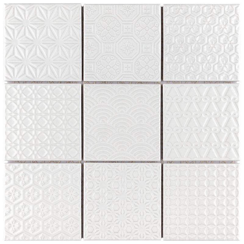 Spirit 11-5/8" x 11-5/8" Porcelain Mosaic Floor and Wall Tile, White