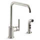 Purist® Two-Hole Kitchen Sink Faucet with 8" Spout and Matching Finish Sidespray