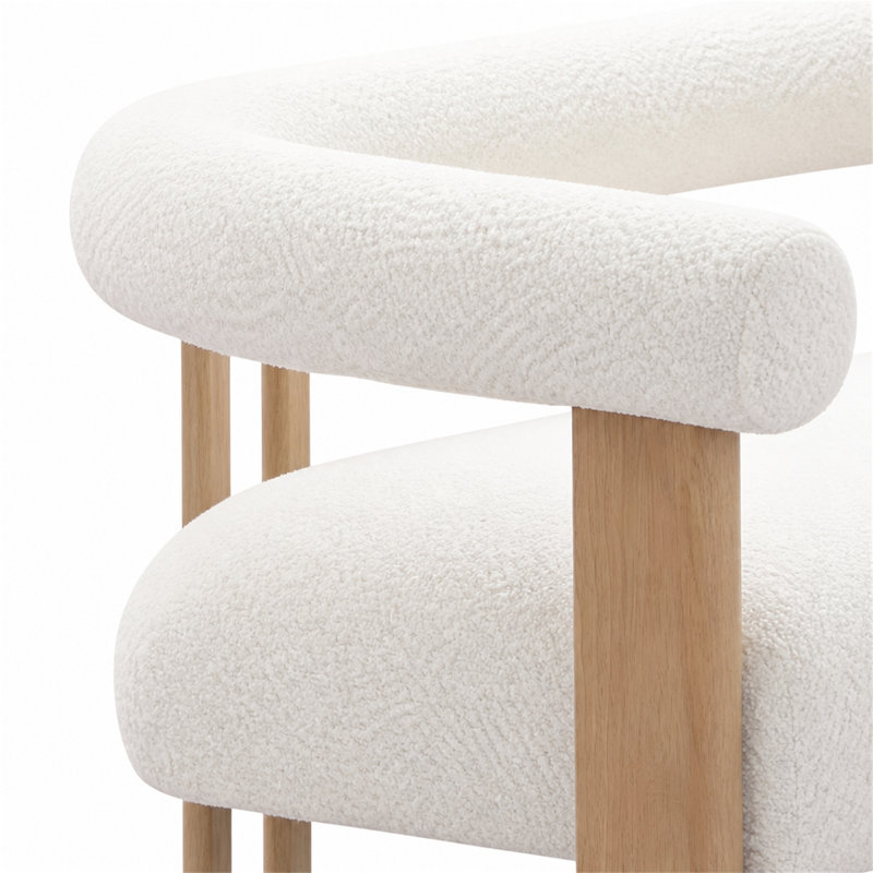Causeuse ronde avec accoudoirs (beige et naturel), Beige