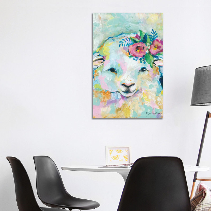 Happy Sheep 1 Piece Painting on Canvas, 101.6cm H x 66.04cm W x 3.81cm D, Wrapped Canvas