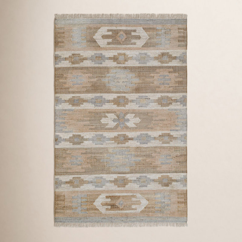 Flatweave Jute Hizri Rug, Rectangle 5' x 8'