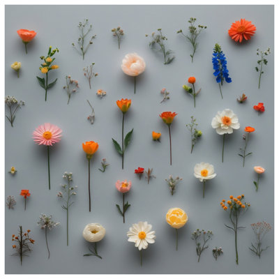 Tapisserie murale avec assortiment de fleurs sauvages - décoration murale fleurs