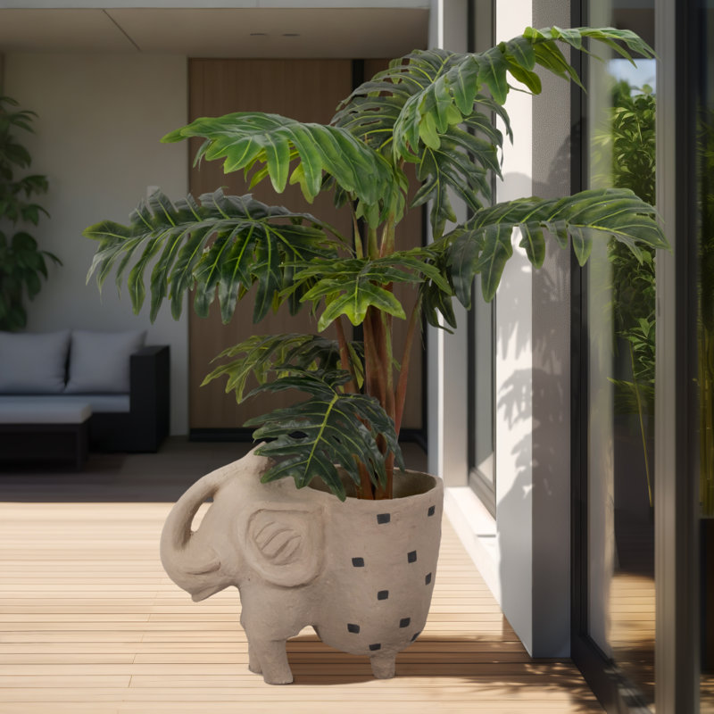 Éléphant pot de fleurs et décoration décorative en pointillés Ecomix