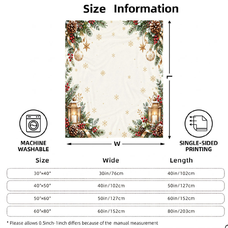 1Pcs Christmas Lantern Snowflake Print Flannel Blanket - Festive Holiday Design;Cozy and WarmMachine WashablePerfect for Living Room, Bedroom, Outdoor UseEasy to Carry Travel CampingA Thoughtful Gift Idea. Bedding and sofa items