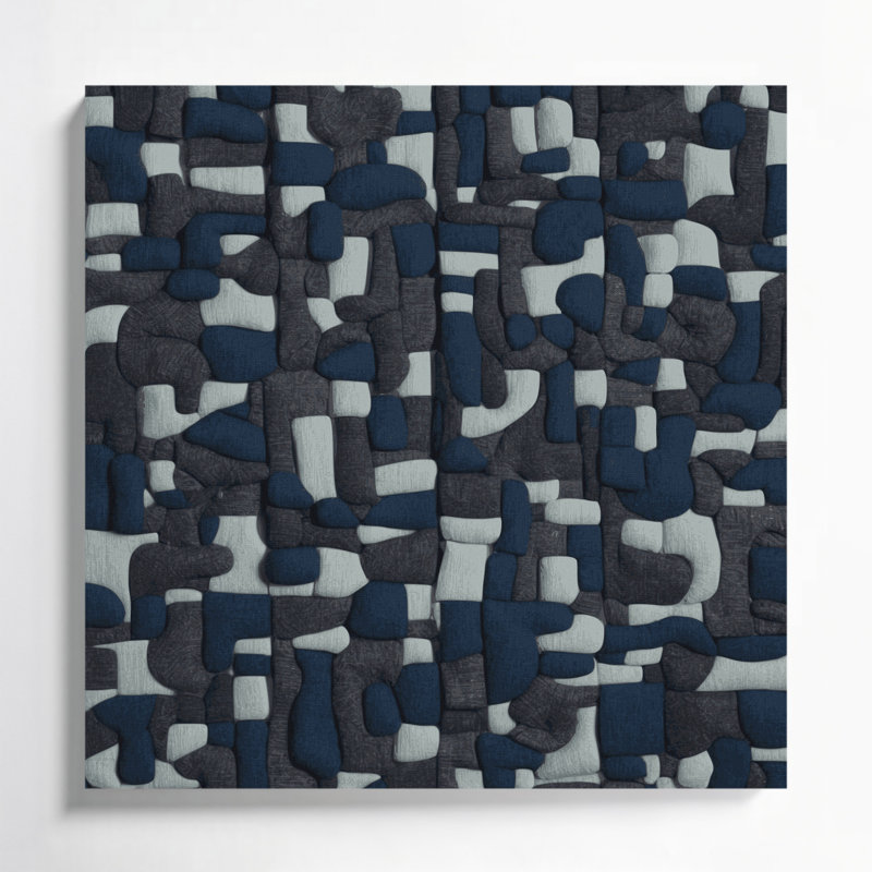 «Abstract Shapes 14», art mural sur toile grise, H 16 po x l 16 po
