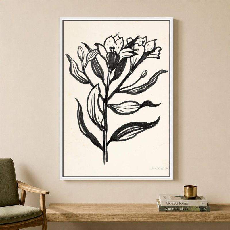 «Ink Flower I Cream» par Sara Zieve Miller - Impression sur toile