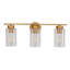 Luminaire de salle de bain 3 lumières en or brossé avec abat-jour en verre transparent - Applique murale de salle de bain moderne pour miroir, cuisine et couloir