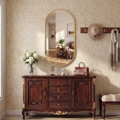 Miroir mural ovale en métal, miroir de salle de bain moderne, miroir mural de meuble-lavabo décoratif pour la salle de bain, le vestibule et la chambre à coucher