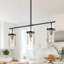 Luminaire suspendu pour îlot de cuisine à 3 lumières de 31 po de large Levona (noir / or)-123297375