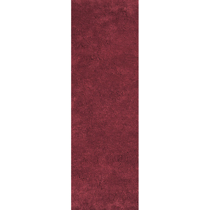 Tapis rouge tissé à la main Derron, Tapis de couloir 2 pi 3 po x 7 pi 6 po