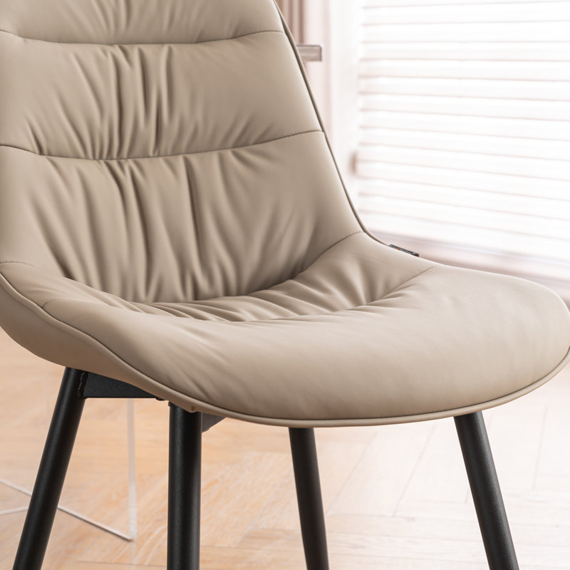 Emsley Faux Leather Upholstered Dining Chair Armless Side Chair with Metal Legs, Khaki