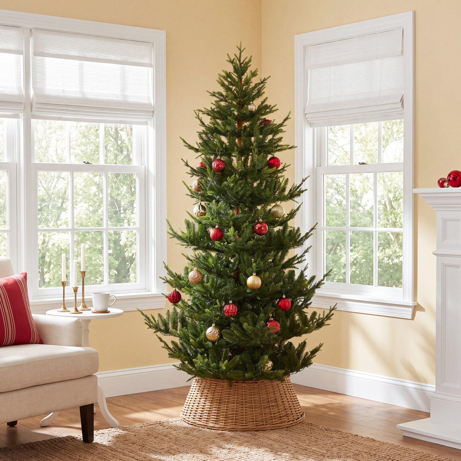 Pre-Lit Upward Slim Fir Christmas Tree - Dual-Color Leds, 9 Modes, Remote & Pedal, 7.5'