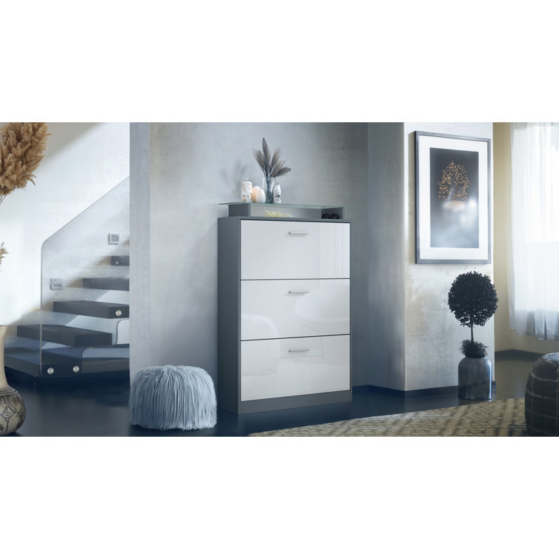 24 Pair Shoe Storage Cabinet, Anthracite/White